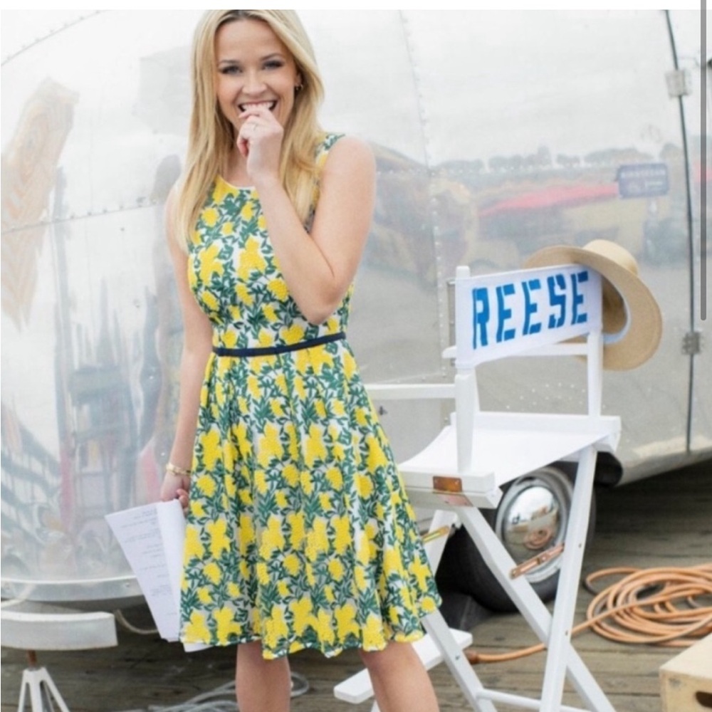Draper James Vibrant Yellow and Green Midi Dress